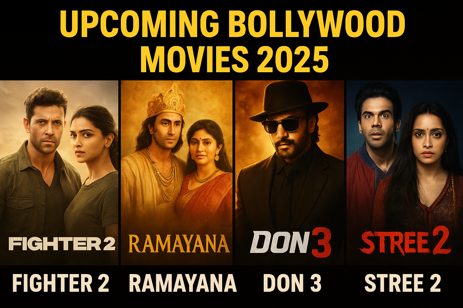 “Upcoming Bollywood Movies 2025 Fighter 2, Ramayana, Don 3, War 2”